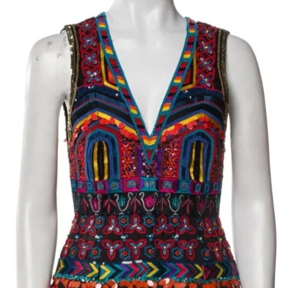 Alice + Olivia Patty Embroidered Bead Sequin Lantern black Dress 0 $1,395 NWT - Picture 7 of 16